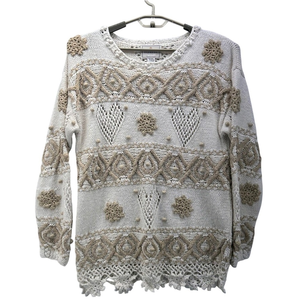 Express Vintage Fair‎ Isle Sweater Cream Medium